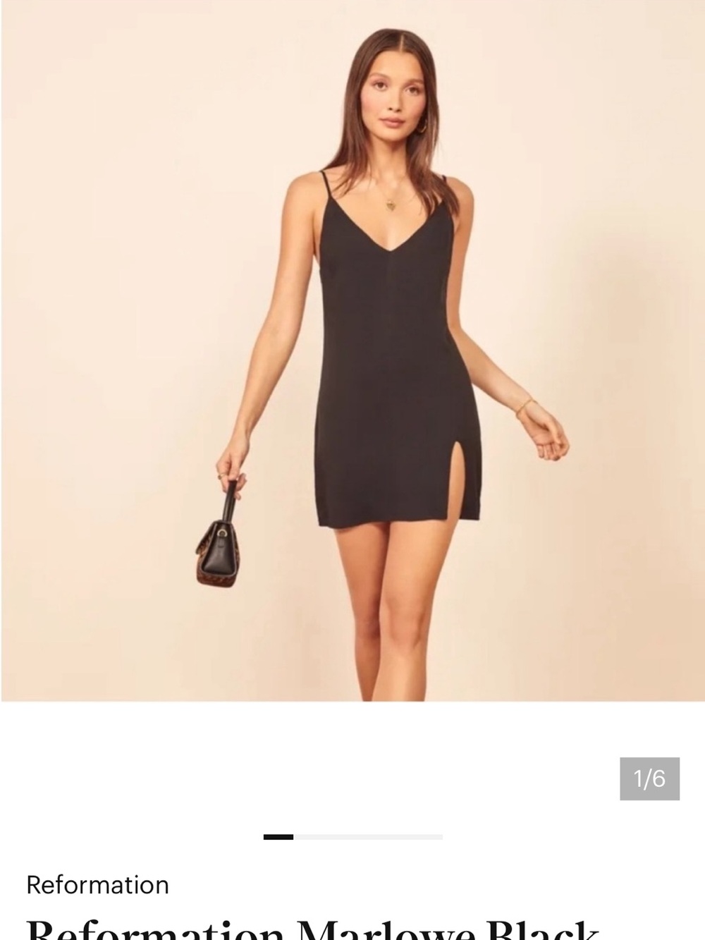 Reformation Black Slip Mini Dress with Side Slit